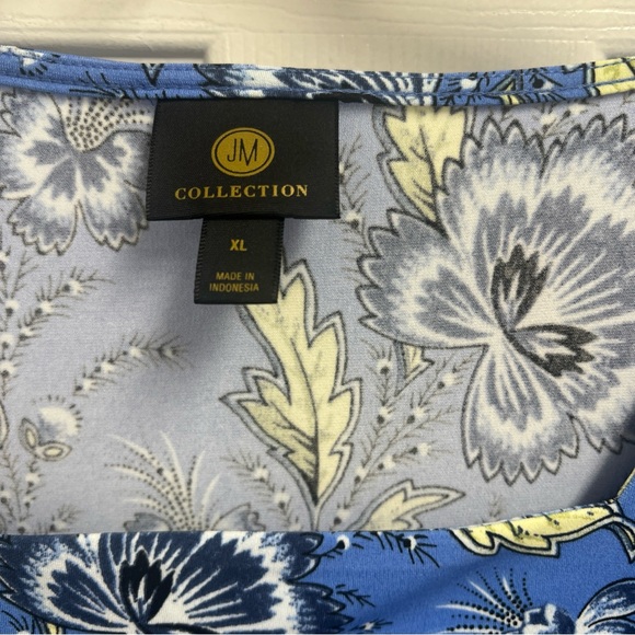 JM Collection Blue Floral Blouse - Picture 5 of 7